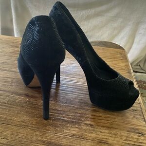 Brian Atwood Platform High Heels Suede Black 6.5
